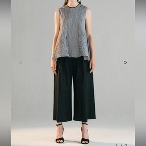 Fabiana Pigna‎ Black Wide Leg Pleated Cropped Trousers